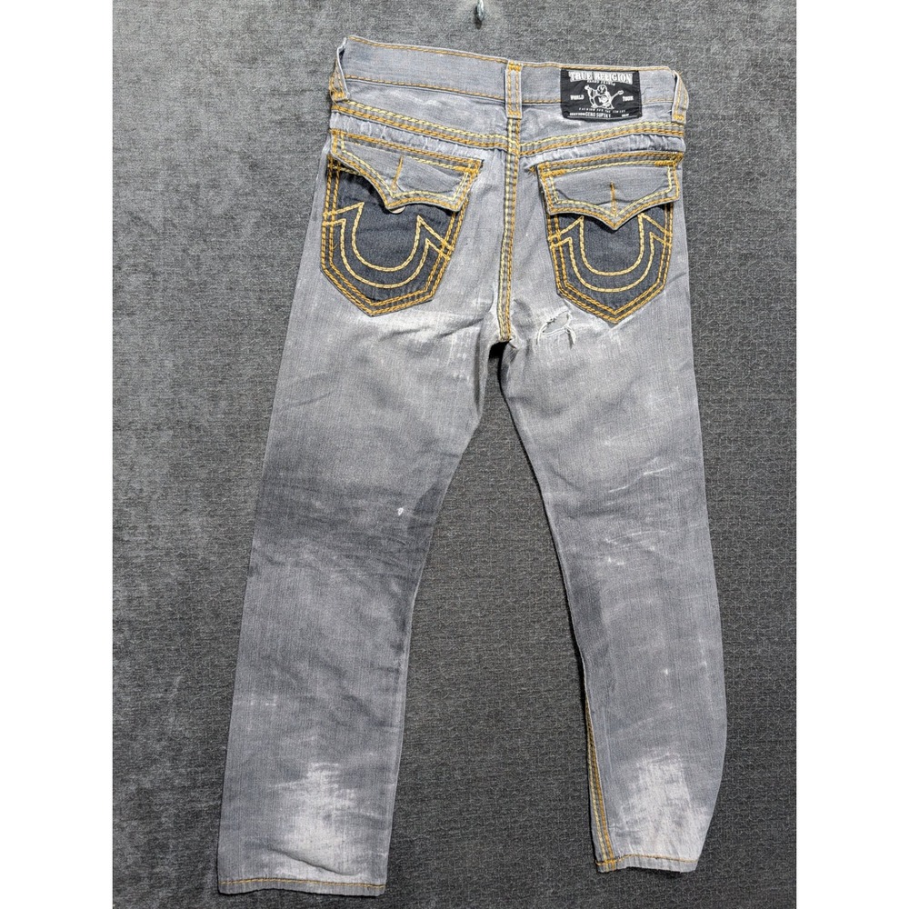 True Religion Geno Super T Grey Distressed Straight Leg Jeans Mens 32 USA Made - Picture 2 of 10